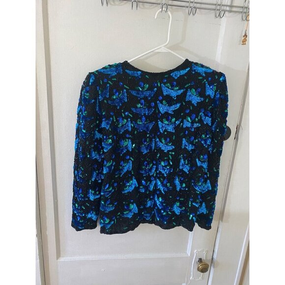 Vintage Lawrence Kazar Women's Sequin 100% Silk Long Sleeve Blazer - Large - Picture 4 of 13